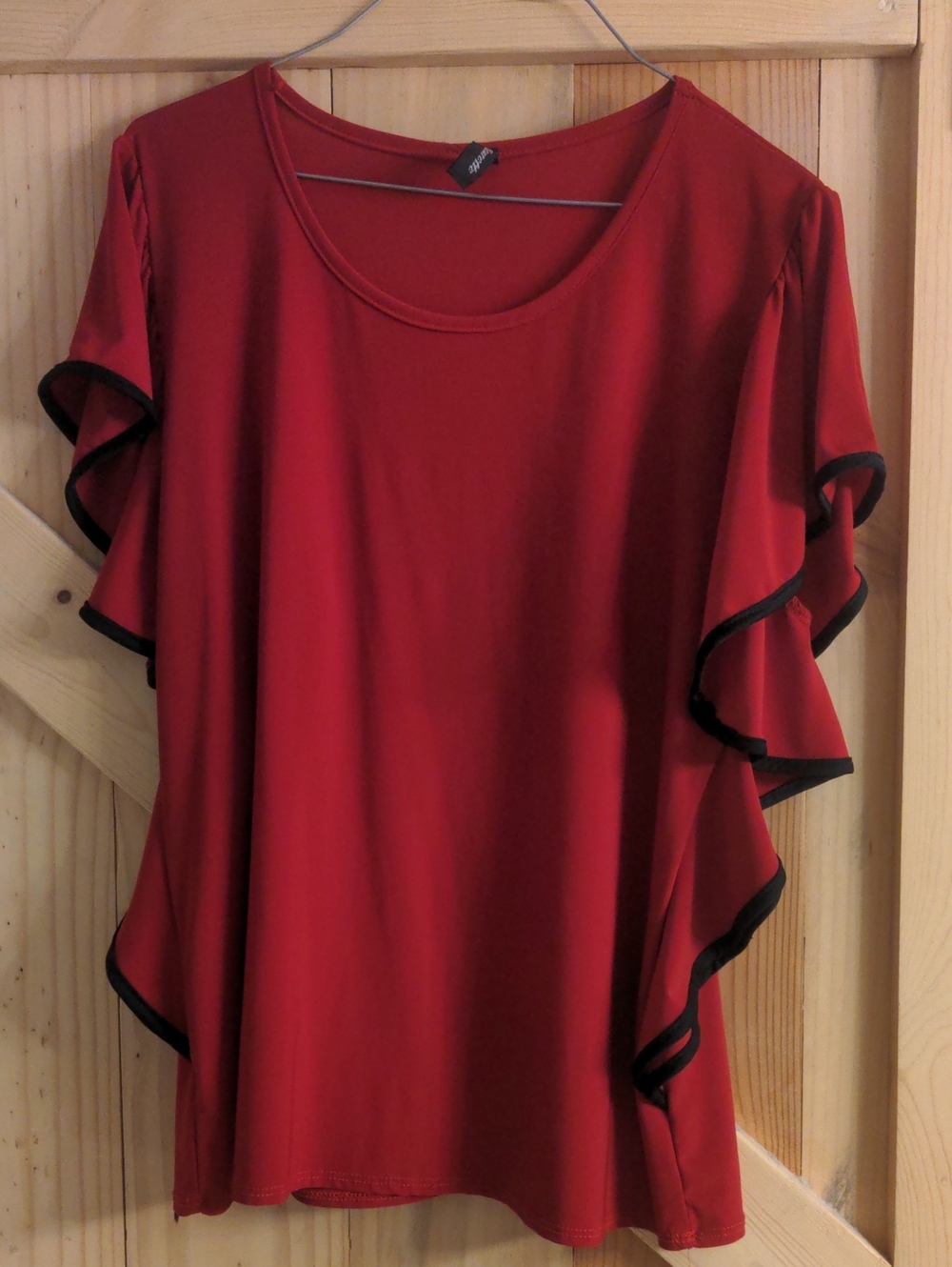 Red Ruffle Sleeve Women's Top - Brand: not specified
